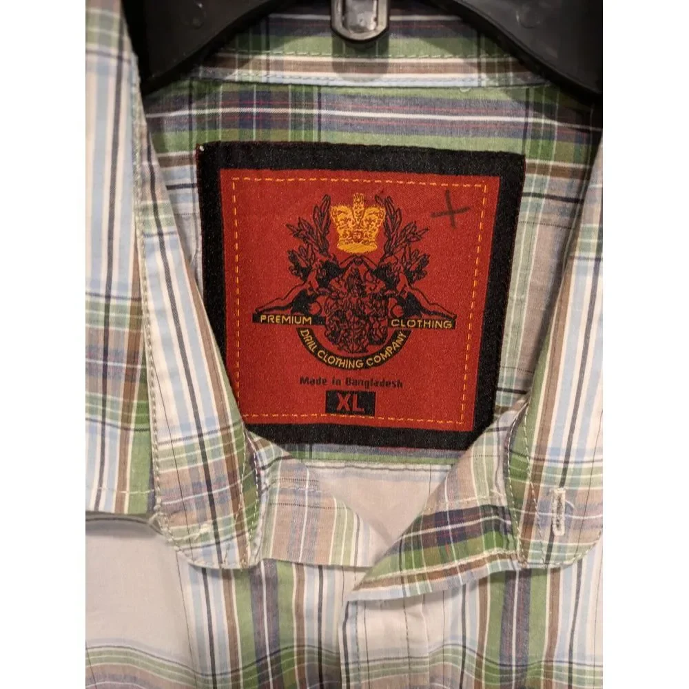 Drill Clothing Co Shirt Mens XL fits Long Sleeve Collared Button‎ Up Pockets